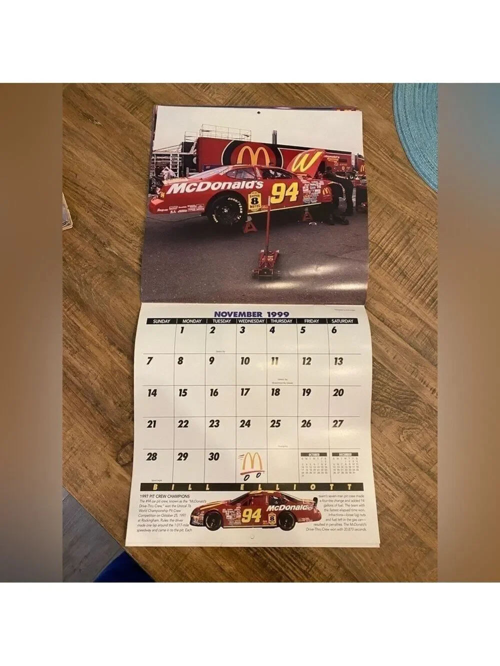 Vintage 1999 Bill Elliott Racing Calendar. Excellent Pre owned condition.